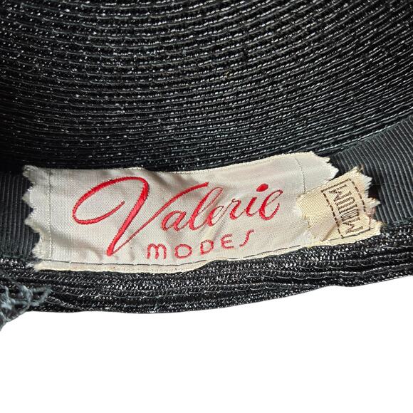 Valerie Modes 1950s Black Pillbox Hat with Veil Vintage Fascinator - Picture 11 of 12